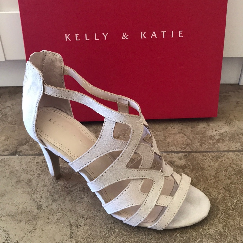 Nude opened top heels